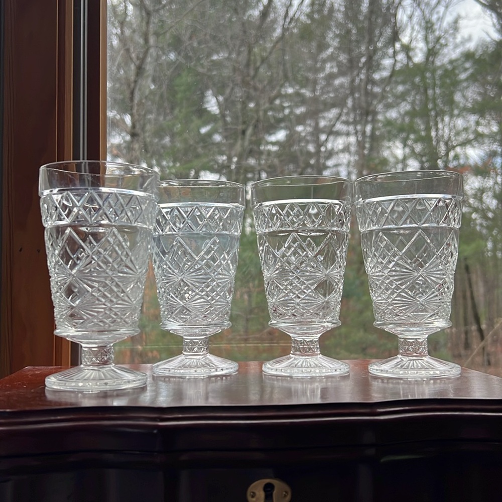 4 VTG Hazel Atlas Big Top Peanut Butter Footed Goblets